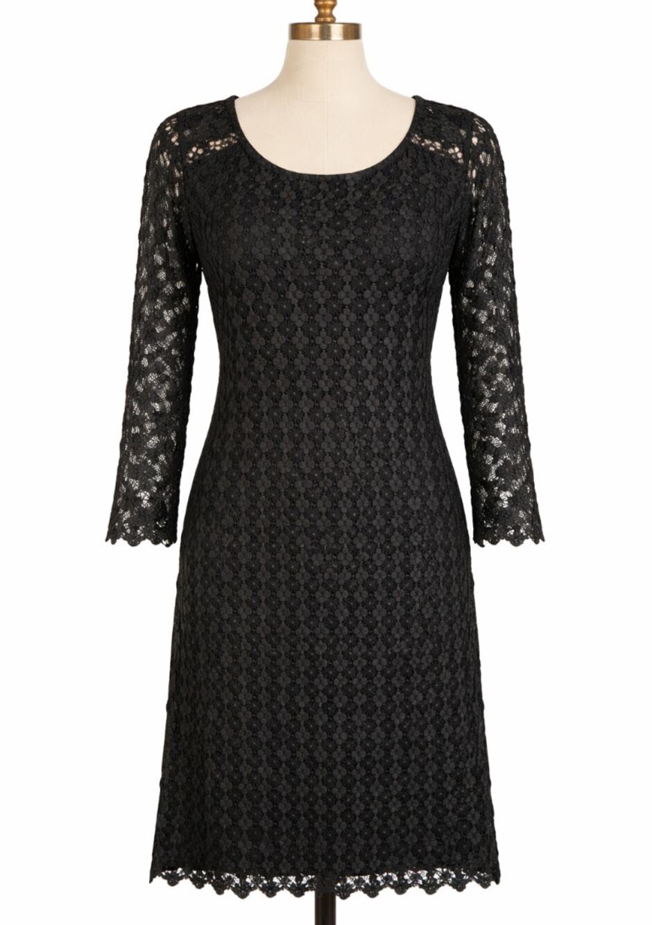 Velvet by Graham & Spencer Black Lace Long Sleeve Dress Size Medium NWOT